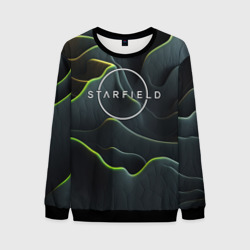 Мужской свитшот 3D Starfield logo green texture