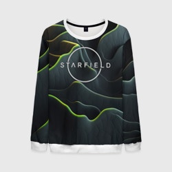 Мужской свитшот 3D Starfield logo green texture