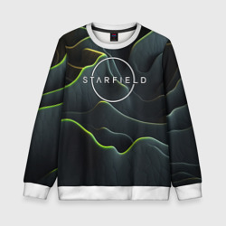 Детский свитшот 3D Starfield logo green texture