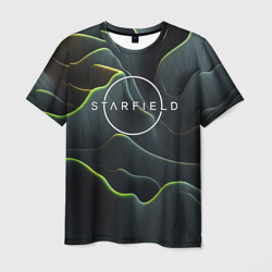 Мужская футболка 3D Starfield logo green texture