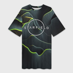 Платье-футболка 3D Starfield logo green texture