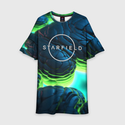 Детское платье 3D Starfield blue green logo