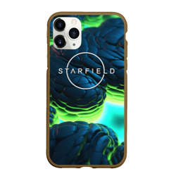 Чехол для iPhone 11 Pro Max матовый Starfield blue green logo