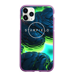 Чехол для iPhone 11 Pro Max матовый Starfield blue green logo