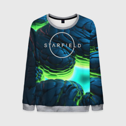 Мужской свитшот 3D Starfield blue green logo