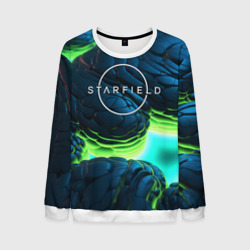 Мужской свитшот 3D Starfield blue green logo