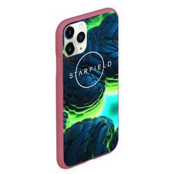 Чехол для iPhone 11 Pro Max матовый Starfield blue green logo - фото 2