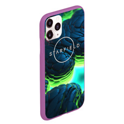 Чехол для iPhone 11 Pro Max матовый Starfield blue green logo - фото 2