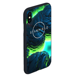 Чехол для iPhone XS Max матовый Starfield blue green logo - фото 2