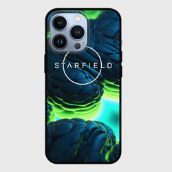 Чехол для iPhone 13 Pro Starfield blue green logo