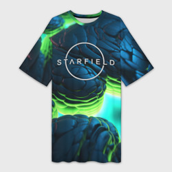 Платье-футболка 3D Starfield blue green logo