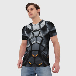 Мужская футболка 3D Логотип Старфильд на фоне абстрактной конструкции - фото 2