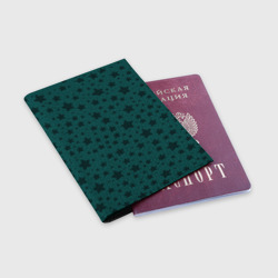 Обложка для паспорта матовая кожа Звёзды чёрно-зелёный - фото 2