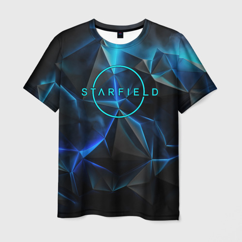Мужская футболка с принтом Старфилд космическое свечение, вид спереди №1