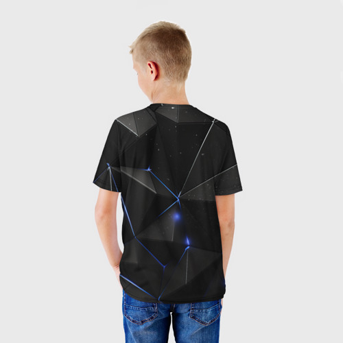 Детская футболка 3D с принтом Starfield black stars, вид сзади #2