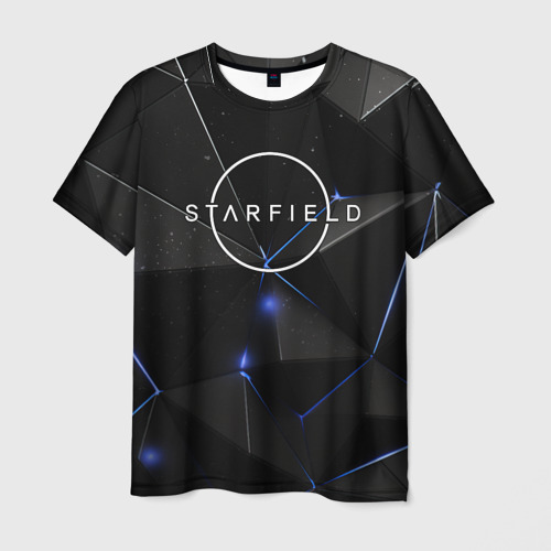Мужская футболка с принтом Starfield black stars, вид спереди №1