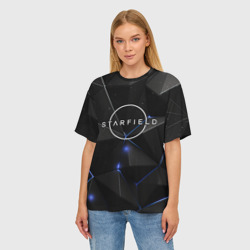 Женская футболка oversize 3D Starfield black stars - фото 2