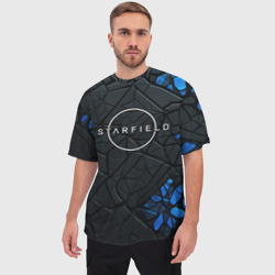 Мужская футболка oversize 3D Starfield logo black blue style - фото 2