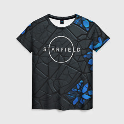 Женская футболка 3D Starfield logo black blue style