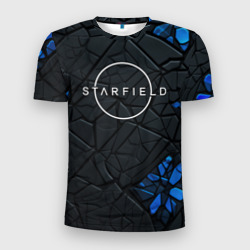 Мужская футболка 3D Slim Starfield logo black blue style