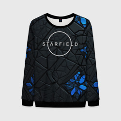 Мужской свитшот 3D Starfield logo black blue style