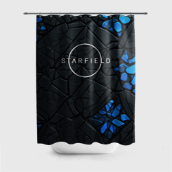 Штора 3D для ванной Starfield logo black blue style