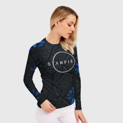 Женский рашгард 3D Starfield logo black blue style - фото 2