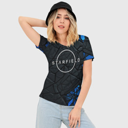 Женская футболка 3D Slim Starfield logo black blue style - фото 2