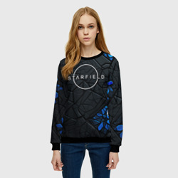 Женский свитшот 3D Starfield logo black blue style - фото 2