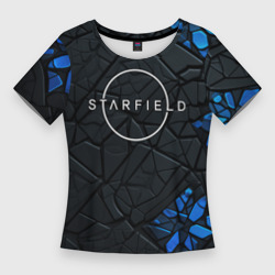 Женская футболка 3D Slim Starfield logo black blue style