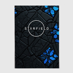 Постер Starfield logo black blue style