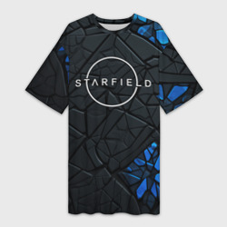 Платье-футболка 3D Starfield logo black blue style