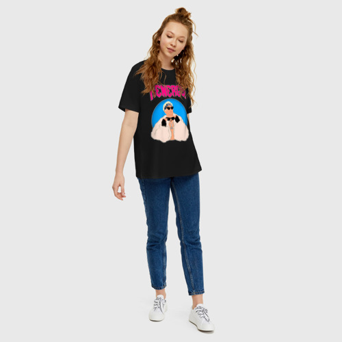 Женская футболка хлопок Oversize с принтом Кен и Барби, вид сбоку #3