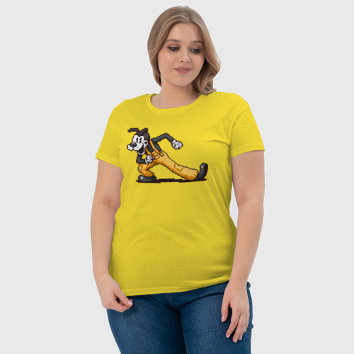 Женская футболка хлопок Пиксельный Борис волк, цвет желтый - фото 6