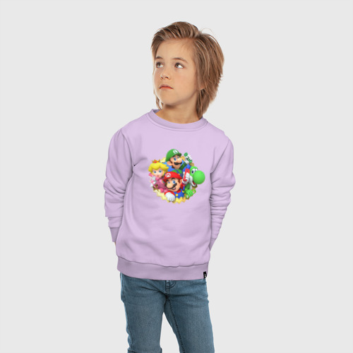 Детский свитшот хлопок Команда Марио, цвет лаванда - фото 5