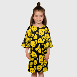 Детское платье 3D Расплывающиеся смайлы на черном - фото 2