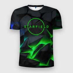 Мужская футболка 3D Slim Stafield logo green fire