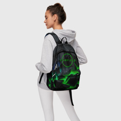 Рюкзак с принтом Stafield logo green fire для любого человека, вид спереди №4. Цвет основы: белый