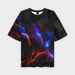 Мужская футболка oversize 3D Starfield red logo 