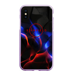 Чехол для iPhone XS Max матовый Starfield red logo 