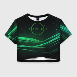 Женская футболка Crop-top 3D Starfield green logo