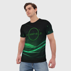 Мужская футболка 3D Starfield green logo - фото 2