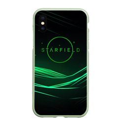 Чехол для iPhone XS Max матовый Starfield green logo