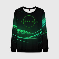 Мужской свитшот 3D Starfield green logo