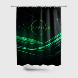 Штора 3D для ванной Starfield green logo