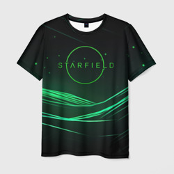 Мужская футболка 3D Starfield green logo