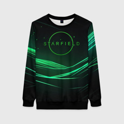 Женский свитшот 3D Starfield green logo