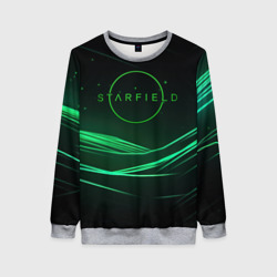 Женский свитшот 3D Starfield green logo