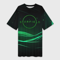 Платье-футболка 3D Starfield green logo