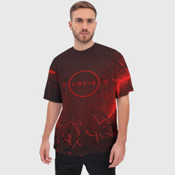 Мужская футболка oversize 3D Starfield    red logo - фото 2